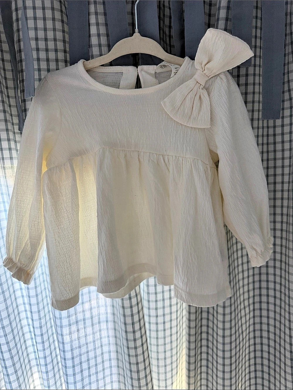 H&M Toddler Girls Bow-Detail Crinkled Blouse